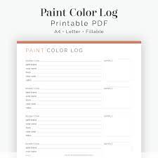 Paint Color Log Household Paint Colour