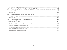 Vw Audi Diagnostic Values Manual Euro Auto Training