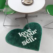 green heart shaped rug love yourself