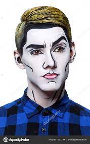 young man with pop art makeup stock