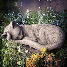 Sleeping Kitten Stone Garden Ornament
