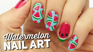 cute watermelon slice nail art you
