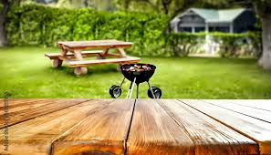 Picnic Table In The Garden Grill In
