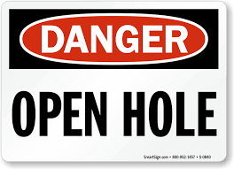 danger open hole sign