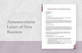 announcement letter of new business in