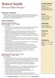 Business Office Manager Resume Samples Qwikresume