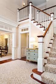 Like the dark brown rail on the stairs and white newel posts with brown  trim | Colonial house interior, Colonial style homes, Home interior design gambar png