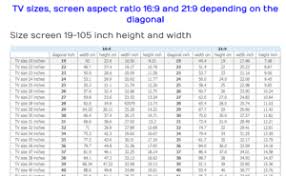 Size Screen Tv Monitor Height And Width Inches Centimeters