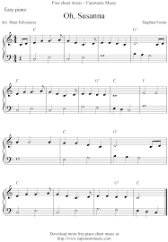 I arranged this with the goal of using basic inversions of i, iv, and v chords in the left hand. Easy Free Piano Sheet Music Arrangement With The Melody Oh Susanna By Stephen Foster Free Printable Sheet Music Not Piano Sheet Music Easy Piano Piano Music