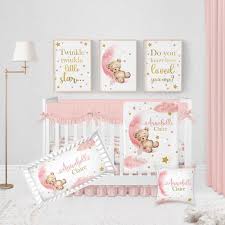 Teddy Bear Crib Bedding Set Girl Baby