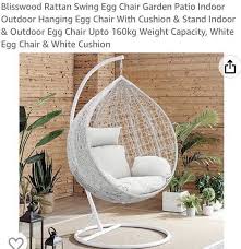 Blisswood Rattan Swing Egg Chair White