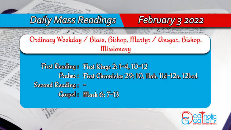 Daily Mass Readings 3 February 2022 | Catholic Thursday