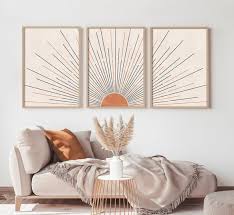 Boho Set Of 3 Wall Art Sun Decoration