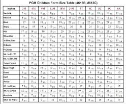 Pgm Children Form Size Table 3m 3t 4c 5c 6c 6x