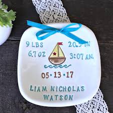 Sailboat Baby Birth Announcement Plate