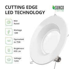 Sunco Lighting 12 Pack 5 6 Inch Led Recessed Downlight Smooth Trim Dimmable 13w 75w 830 Lm 4000k Cool White Damp Rated Simple Retro Downlights Energy Star Damp