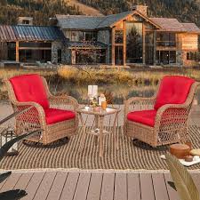 Wicker Outdoor Swivel Rocking Chair Set