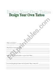English Worksheets Design A Tattoo Worksheet