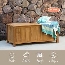 Heaton 120 Gal Natural Teak Wood Outdoor Storage Deck Box