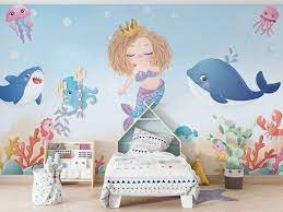 Little Mermaid Nursery Wallpaper Ocean