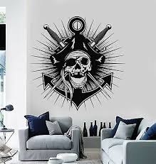 Vinyl Wall Decal Anchor Pirate Skull
