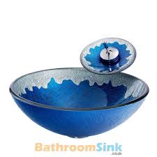 Blue Bathroom Tempered Glass Sink