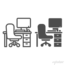 Office Chair And Desk With Computer