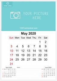 2020 May Wall Calendar Template Free