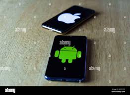 Apple and android smartphones. Iphone IOS versus Android operating system  Stock Photo - Alamy