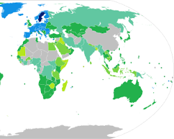 Image of World map highlighting visafree countries for Swedish passport holders