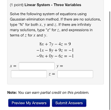 Linear System Three Variables Solve