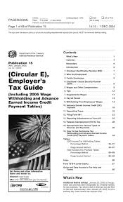 Irs Publication 15 Circular E Employers Tax Guide