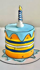 50 Cute Comic Cake Ideas For Any Occasion Dark Yellow Blue Cake gambar png