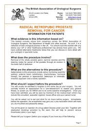 If you've received a diagnosis, here are some things you need to know about the condition. Radical Retropubic Prostatectomy For Prostate Cancer British