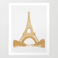 golden eiffel tower art print by