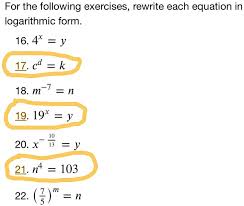 Each Equation In Logarithmic Form