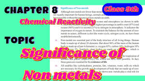 significance of non metals chapter 8