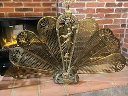 Vintage Large Brass Peacock Fireplace