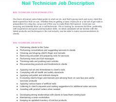 nail technician job description for