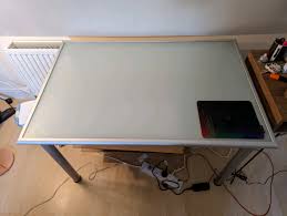 Frosted Glass Desk 80cm X 100cm In