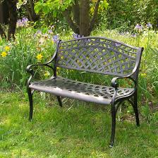 rose metal garden bench seat set in