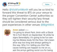 Bts Jimin Receives Death Threat Claiming He Will Be Shot In