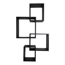4 Piece Black Interlocking Wall Shelf