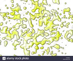 Abstract Moving Yellow Green Bubbles To Spread Liquid Paint