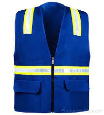 Safety vest for workers exposed to traffic traveling and who work against complex backgrounds. 8038a Royal Blue Style