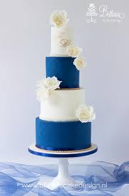 Simple buttercream wave wedding cake. Classy And Simple Wedding Cake In Royal Blue And White Cakesdecor