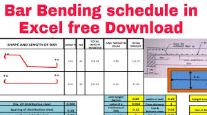 bar bending schedule bbs excel sheet