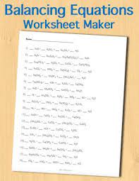 Balancing Chemical Equations Worksheet