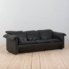 black aniline leather sofa by niels