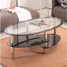 Oval Tempered Glass Coffee Table For